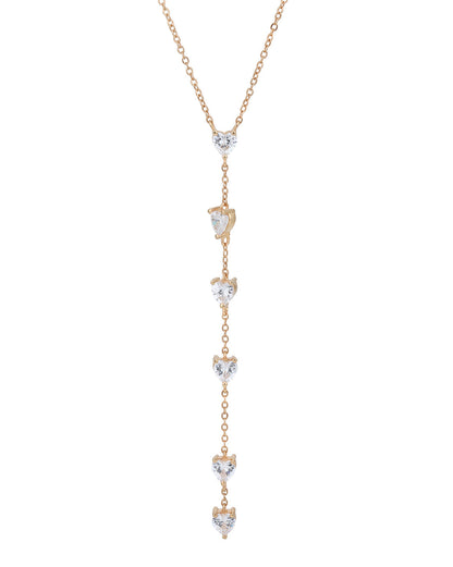18kt Rose Gold Plated CZ Lariat Necklace