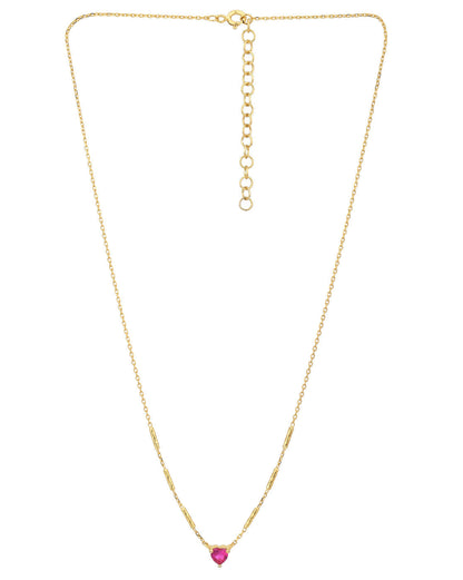 18kt Gold Plated with Red Ruby Heart Necklace