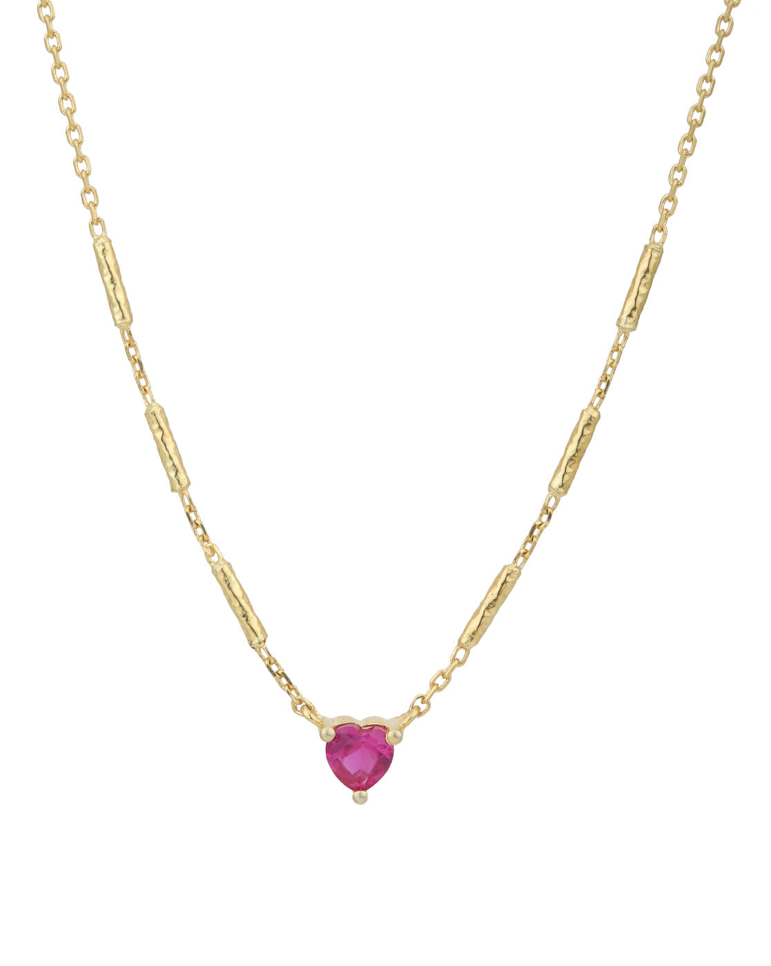 18kt Gold Plated with Red Ruby Heart Necklace