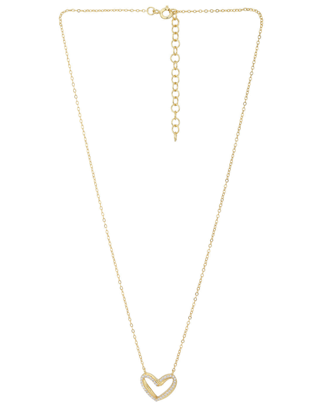 18kt Gold Plated CZ Heart Necklace