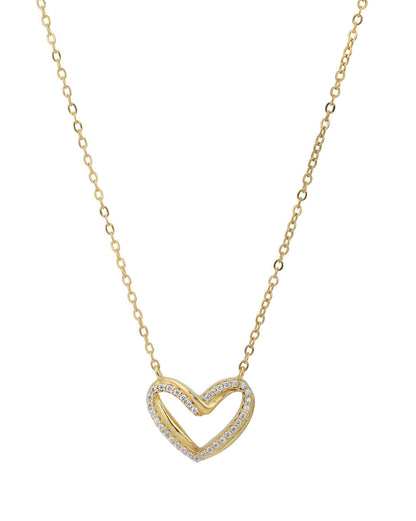 18kt Gold Plated CZ Heart Necklace
