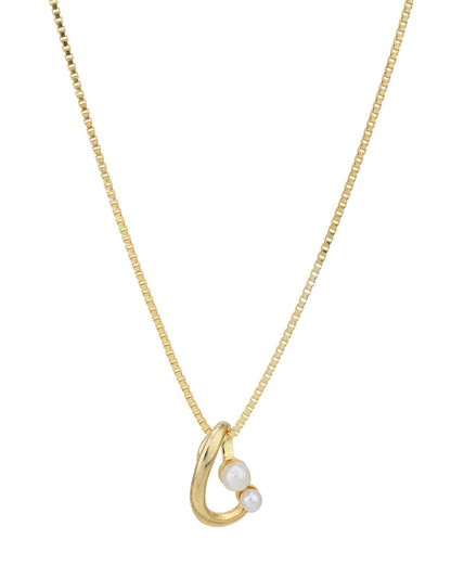 18kt Gold Plated with Pearl Contemporary Pendant with Chain