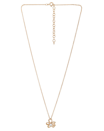 18kt Rose Gold Plated Pearl Floral Pendant and Chain