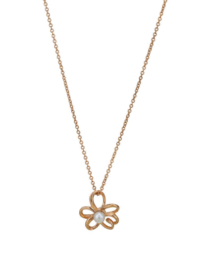 18kt Rose Gold Plated Pearl Floral Pendant and Chain
