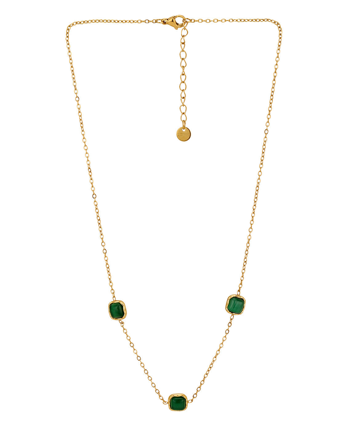 18kt Gold Plated Stainless Steel Green Emerald Necklace