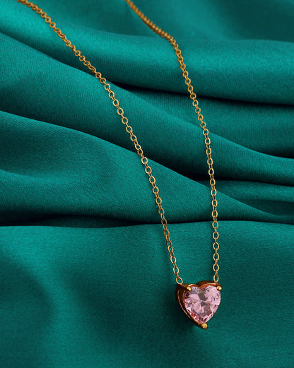 18kt Gold Plated Stainless Steel Heart Solitaire Necklace