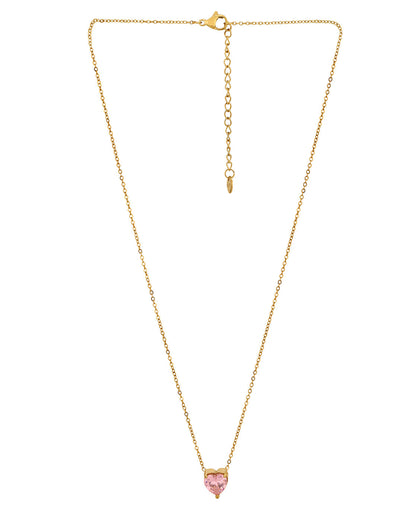 18kt Gold Plated Stainless Steel Heart Solitaire Necklace
