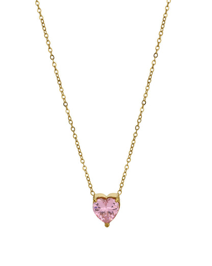 18kt Gold Plated Stainless Steel Heart Solitaire Necklace