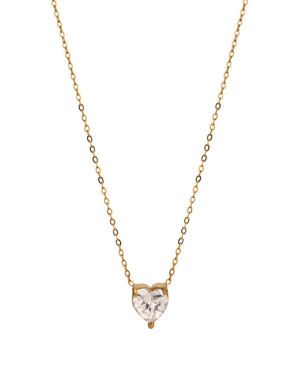 18kt Gold Plated Stainless Steel Dangling Heart Solitaire Necklace