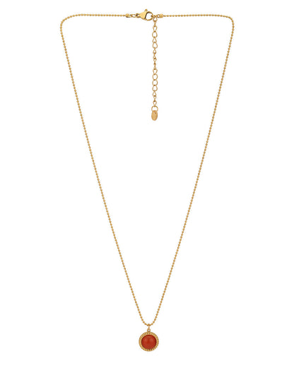 18kt Gold Plated Stainless Steel Carnelian Pendant and Chain
