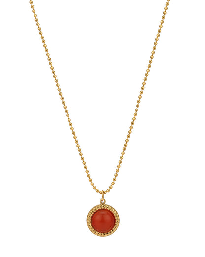 18kt Gold Plated Stainless Steel Carnelian Pendant and Chain