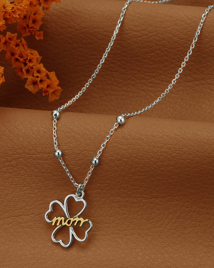 18kt Gold and Rhodium Plated Floral Pendant and Chain