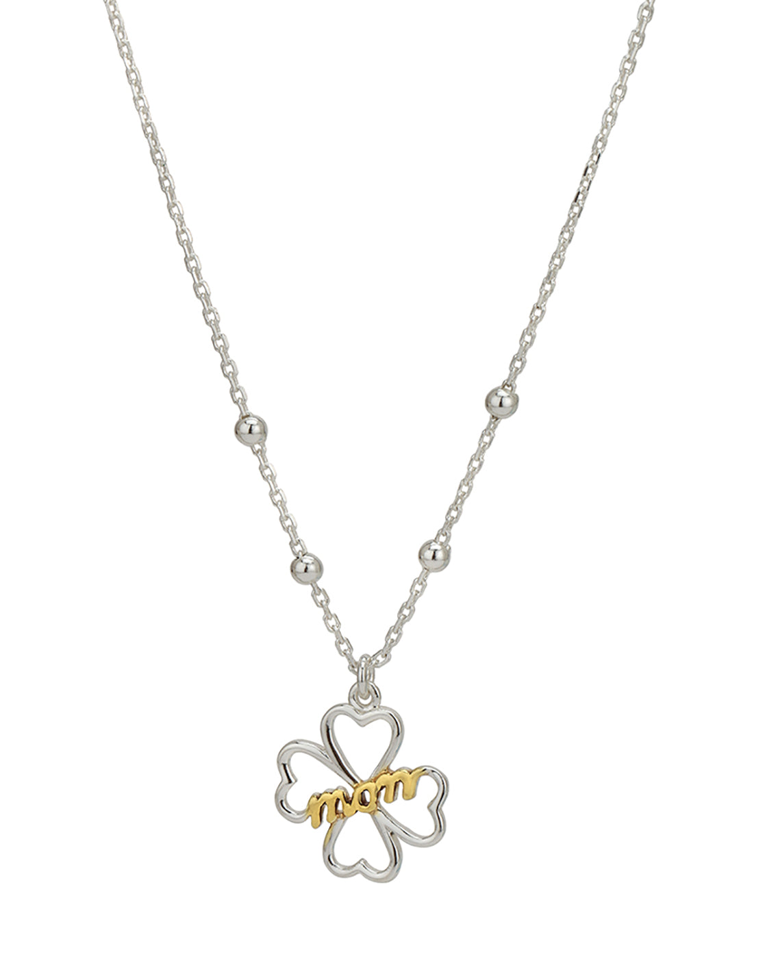 18kt Gold and Rhodium Plated Floral Pendant and Chain
