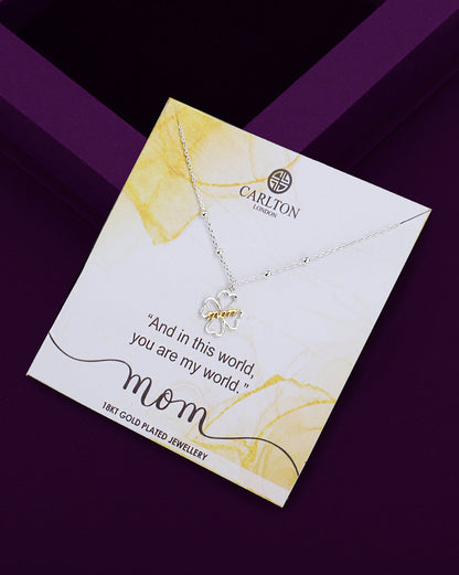 18kt Gold and Rhodium Plated Floral Pendant and Chain