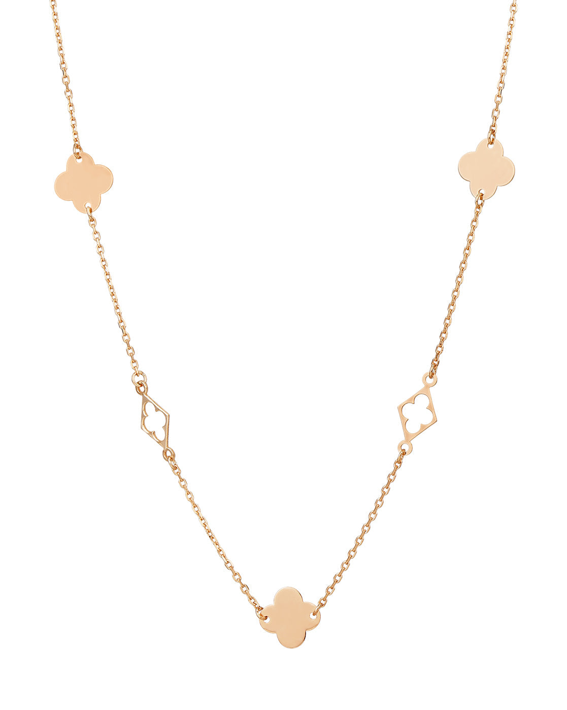 18kt Rose Gold Plated Four Clover Fancy Necklace