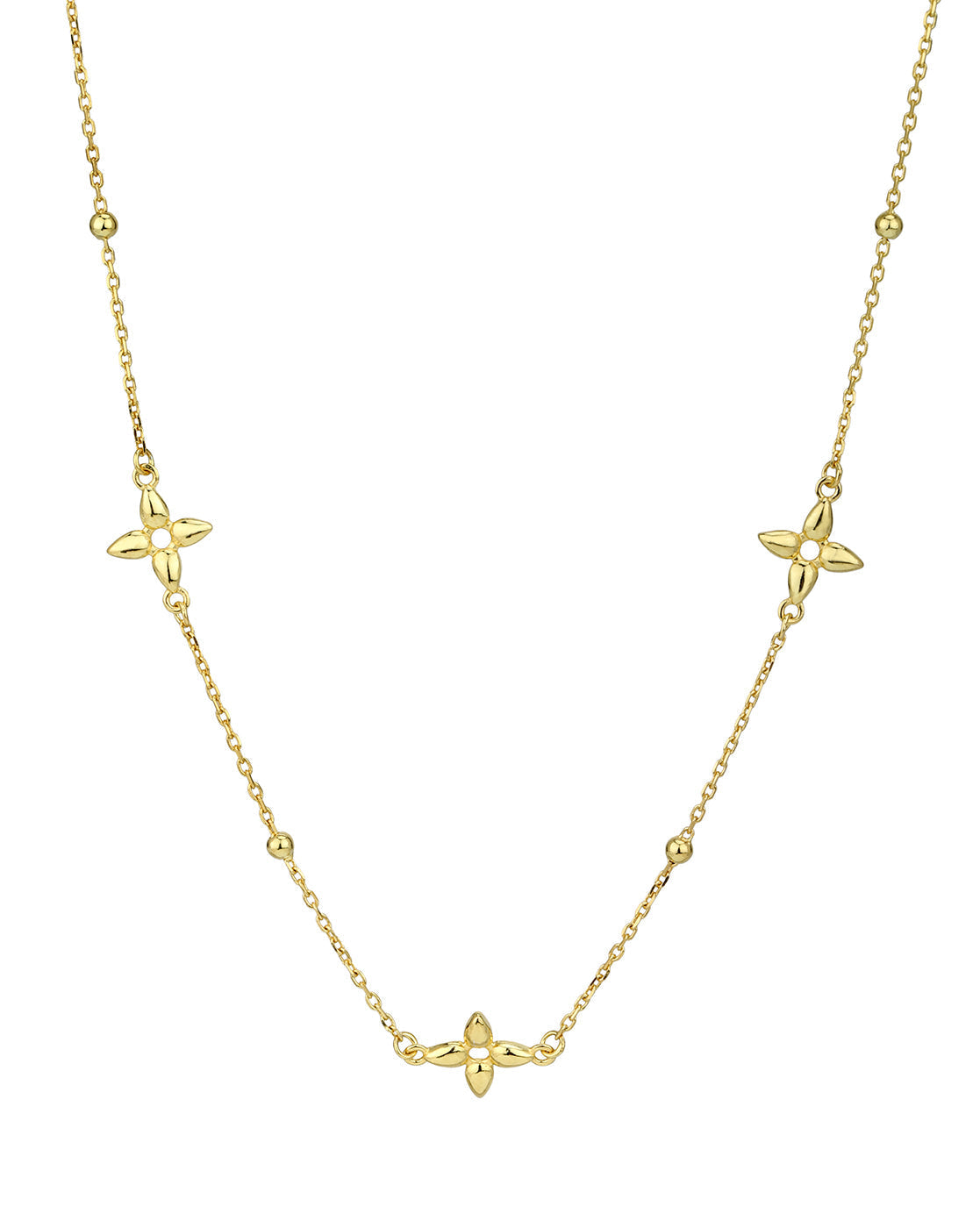 18kt Gold Plated Lucky Clover Charm Fancy Necklace
