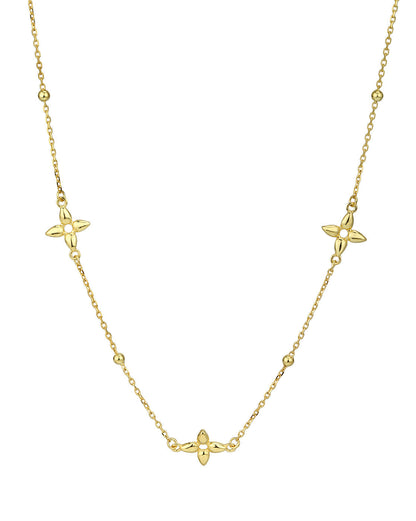 18kt Gold Plated Lucky Clover Charm Fancy Necklace