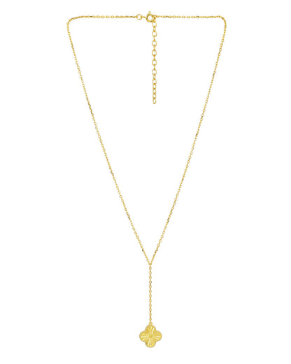 18kt Gold Plated Dangling Floral Lariat Necklace