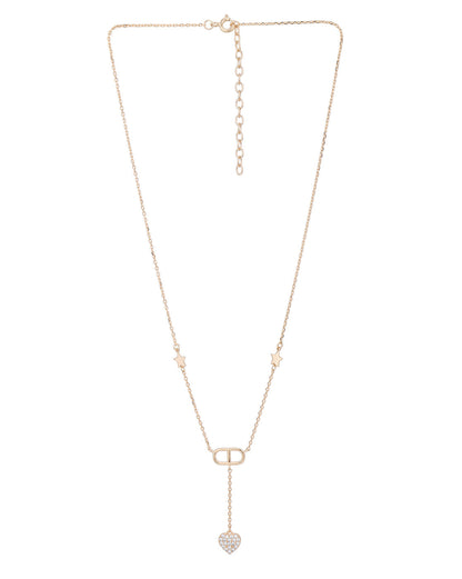 18kt Rose Gold Plated Star Charm CZ Heart Lariat Necklace