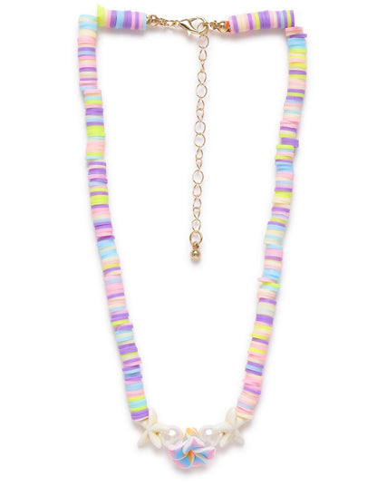 GenZ Set of 2 Rose Gold Plated Multi Layered Tortoise Shell Palm Tree Multi Pack Necklace