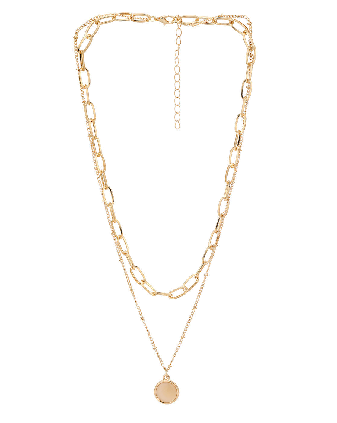 Rose Gold Plated Cats Eye Pendant Layered Necklace