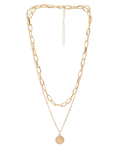 Rose Gold Plated Cats Eye Pendant Layered Necklace
