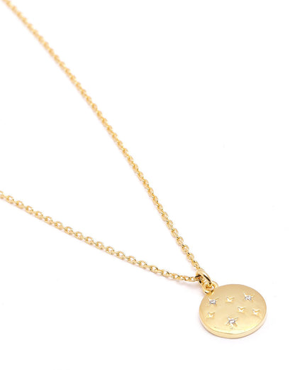 18kt Gold Plated CZ Circular Pendant and Chain Necklace