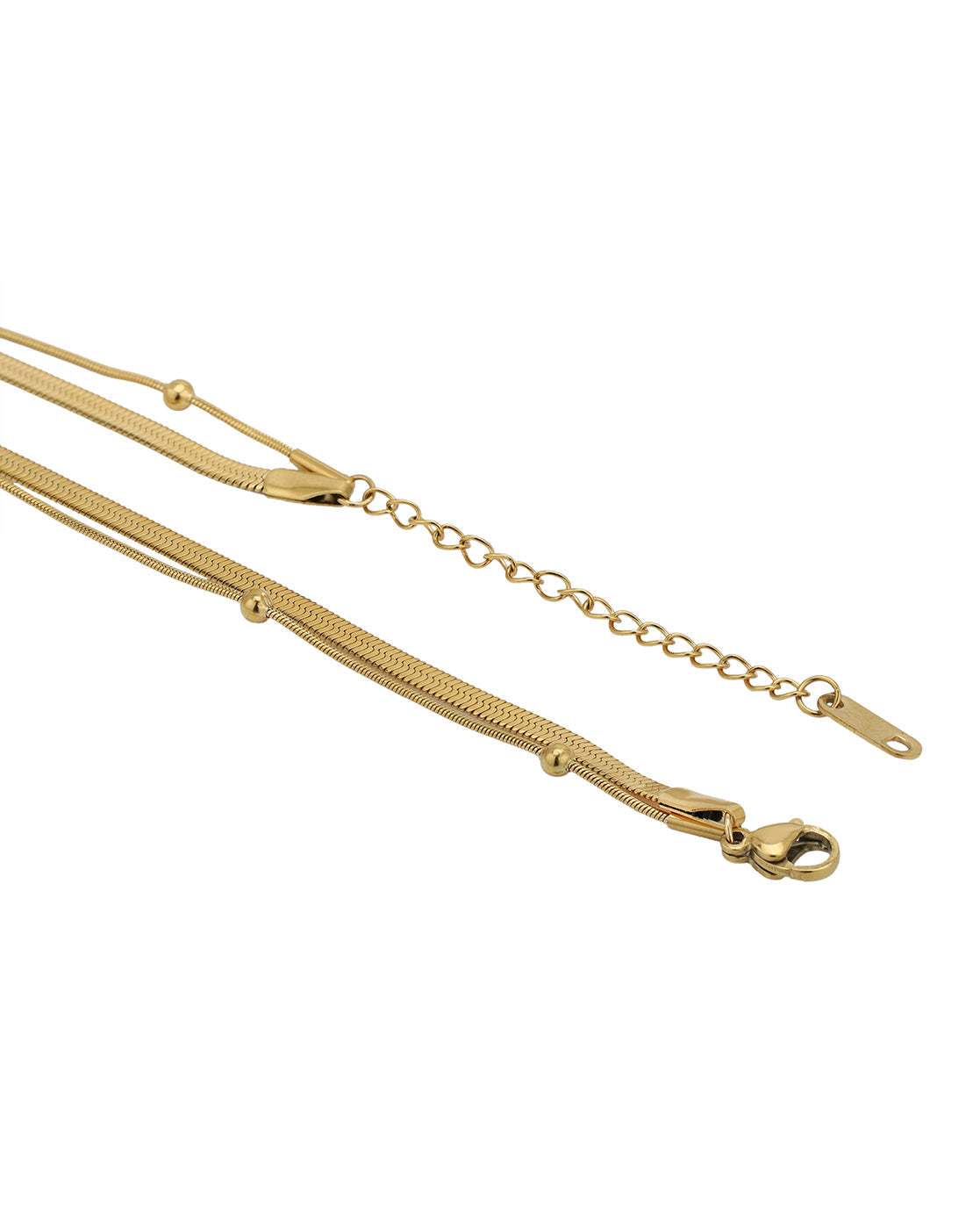 Gold Plated Snake &amp; Delicate Sphere Layered Necklace