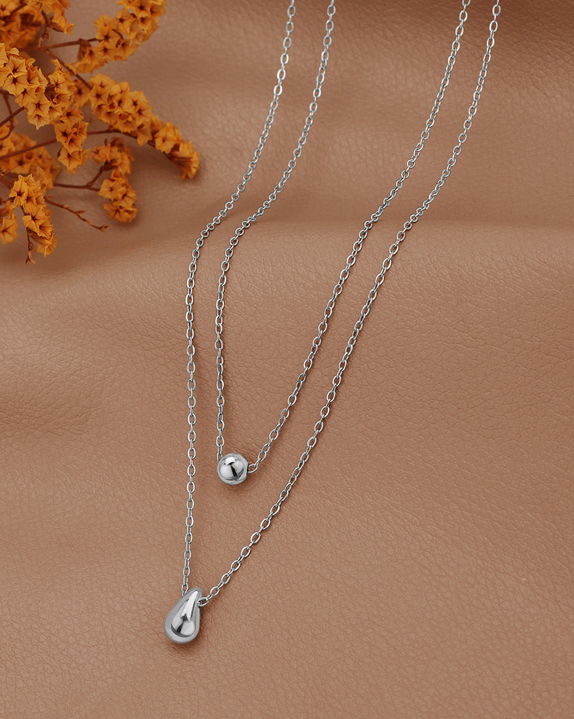 Silver Plated Water Drop Layered Necklace