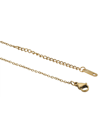 Gold Plated CZ White Pearl Contemporary Pendant and Chain