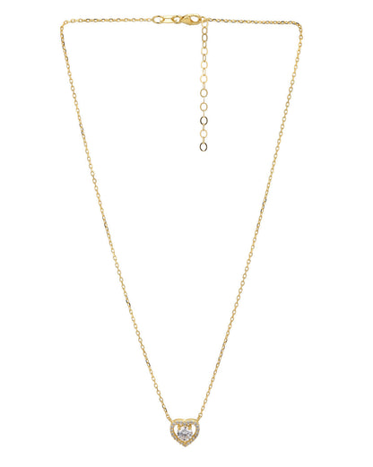 18kt Gold Plated CZ Heart Pendant and Chain Necklace