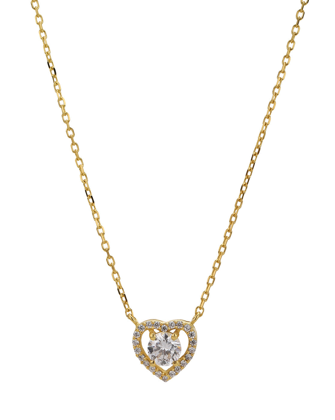 18kt Gold Plated CZ Heart Pendant and Chain Necklace