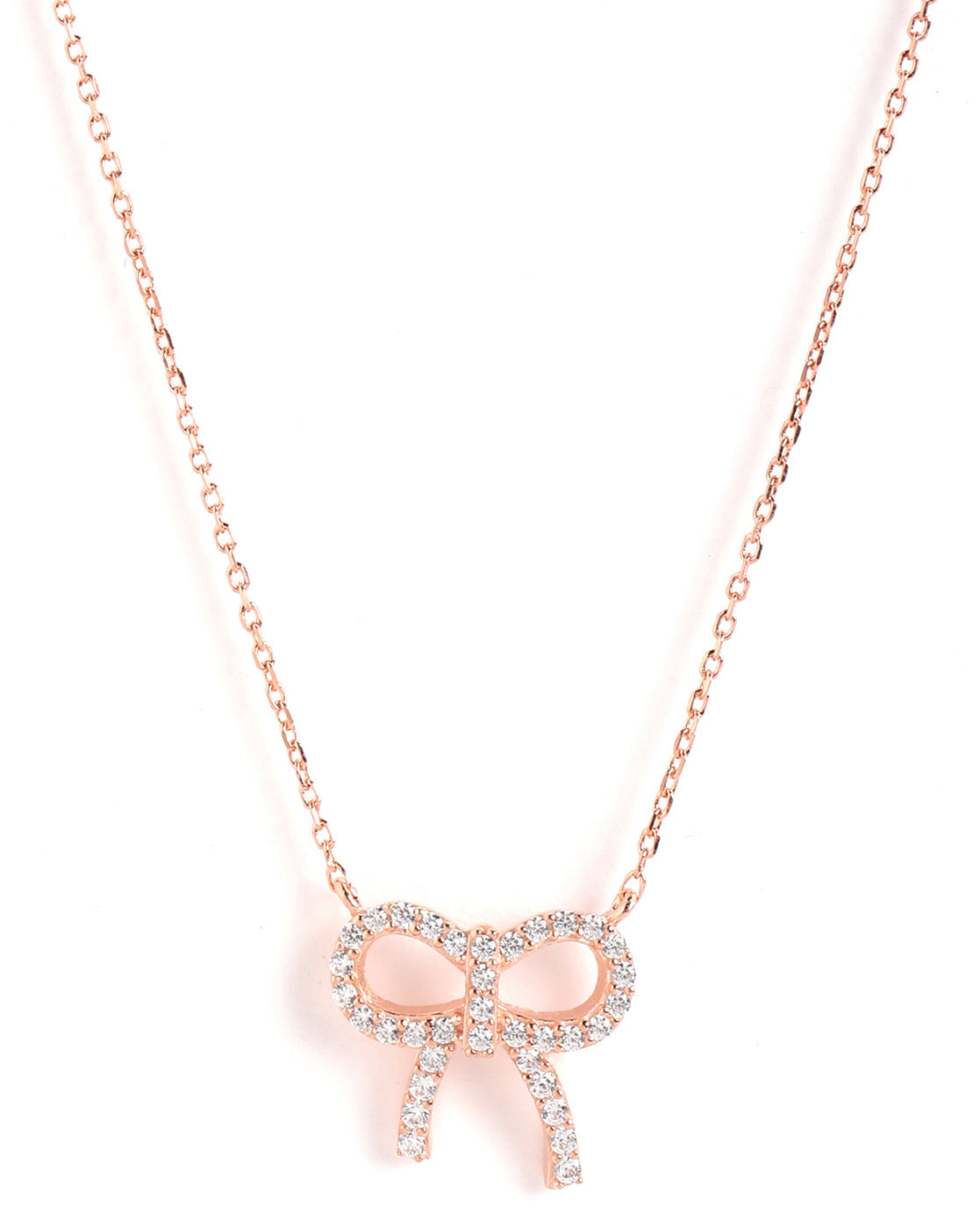 18kt Rose Gold Plated CZ Bow Necklace