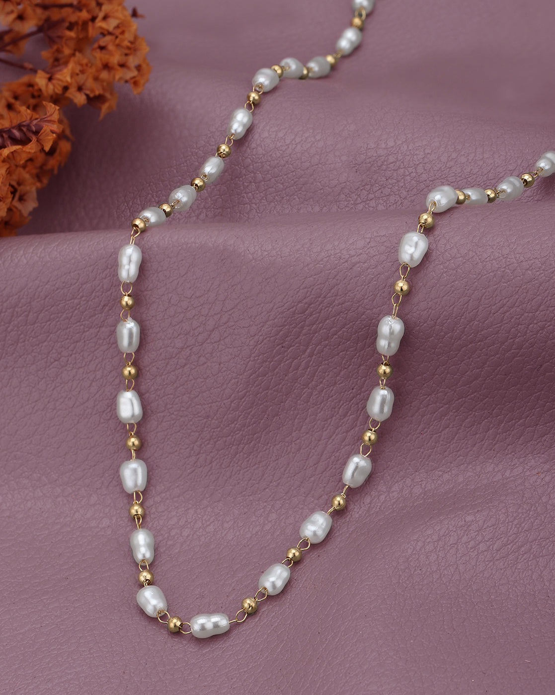 Rose Gold Plated Pearl Necklace