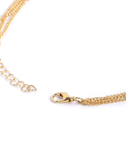 Rose Gold Plated Star Moon &amp; Pearl Pendant Multi Layered Necklace