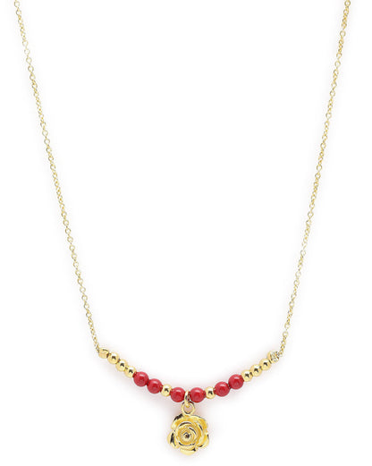 18kt Gold Plated Bead Floral Pendant and Chain Necklace