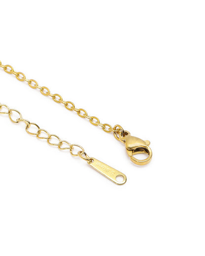 Antique Gold Plated CZ Puff Heart Pendant and Chain
