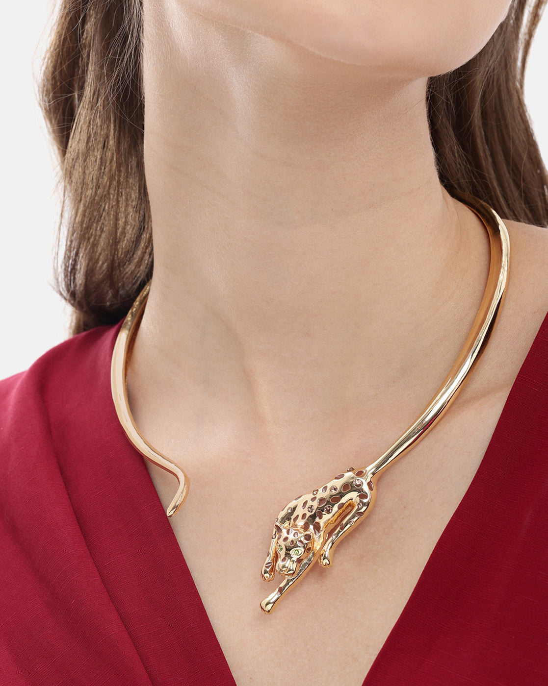 Premium 18kt Gold Plated CZ Panther Choker Necklace