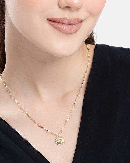 18kt Gold Plated Moon and Star Pendant and Chain