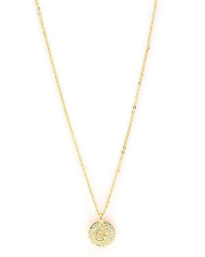 18kt Gold Plated Moon and Star Pendant and Chain