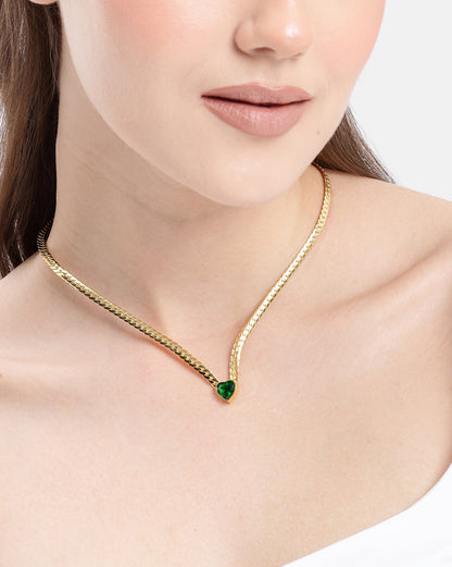 18kt Gold Plated Heart Solitaire Pendant Necklace