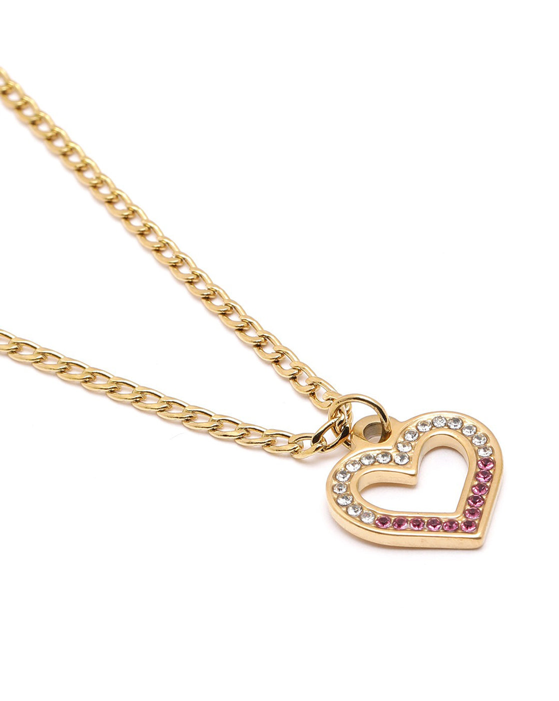 18kt Gold Plated CZ Heart Pendant and Chain