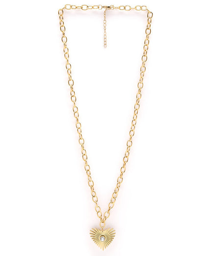 18kt Gold Plated CZ Heart Pendant and Chain
