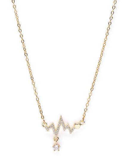 Gold Plated CZ Lifelines Star and Heart Necklace