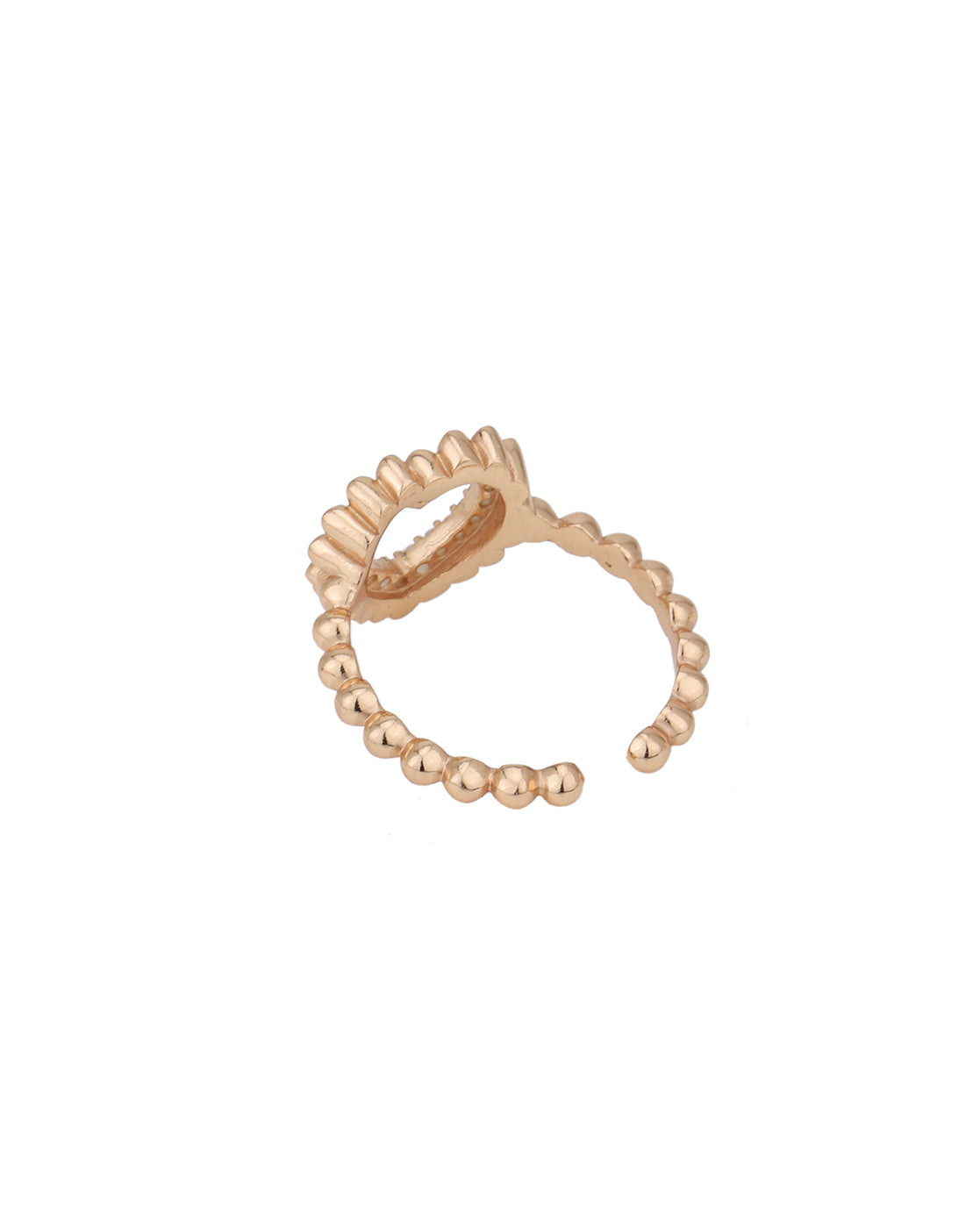 18kt Rose Gold Plated with CZ Heart Adjustable Finger Ring