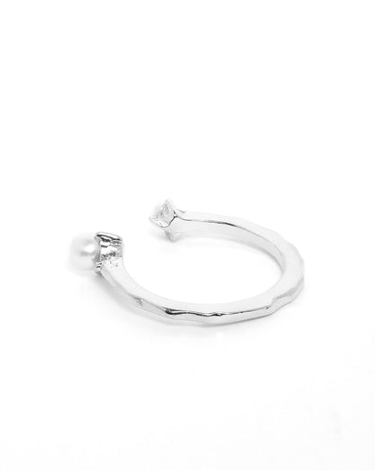 Silver Plated Pearl Adjustable Band Ring
