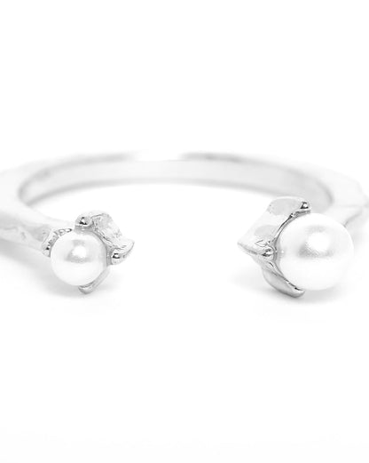 Silver Plated Pearl Adjustable Band Ring