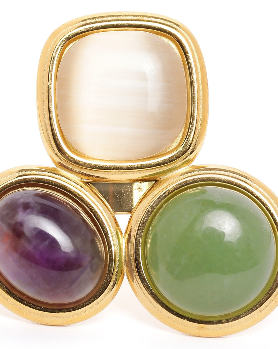 Gold Plated Colourful Stone Fancy Adjustable Ring