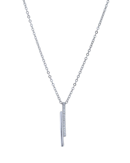 Rhodium Plated with CZ Fancy Necklace with Earring for women