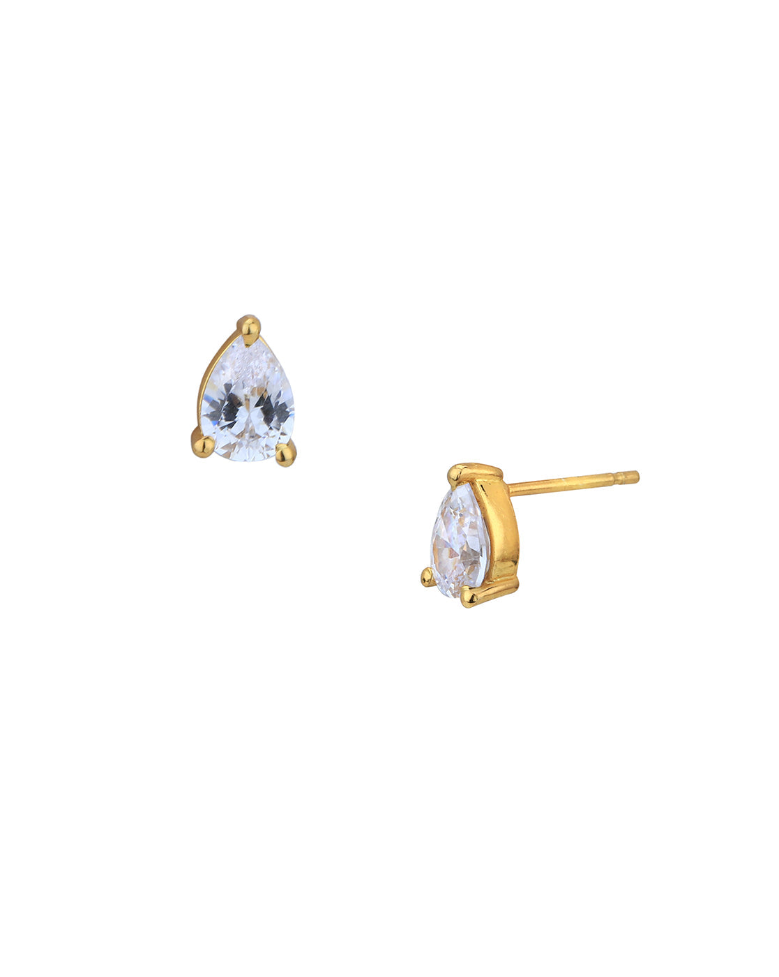 18kt Gold Plated CZ Tear Drop Shape Necklace with Earring Set for women